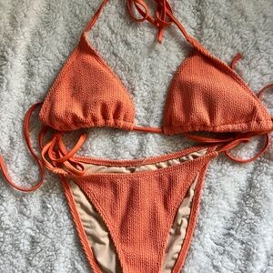 Orange triangle bikini set